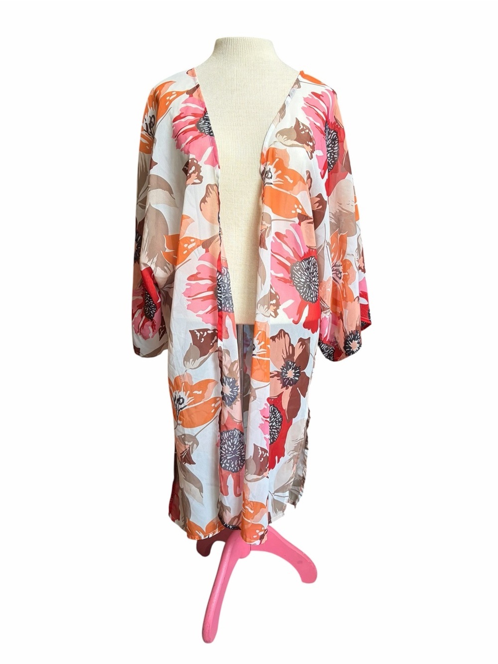 Boho Floral Print Kimono Cover Up Sheer